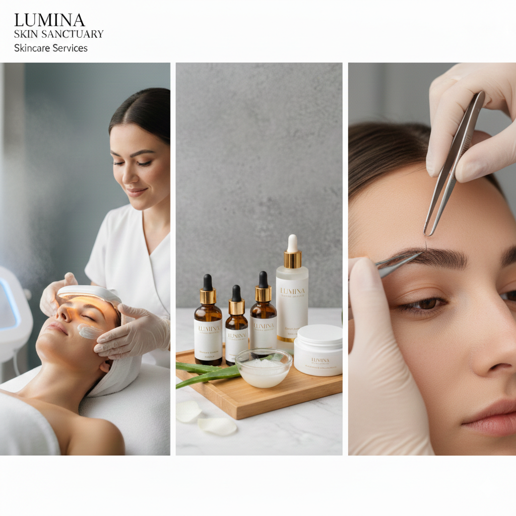 Professional eyebrow waxing and facial treatment at Lumina Skin Sanctuary in Fort Myers, FL
