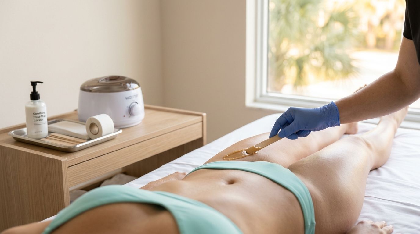 Smooth bikini line after professional waxing at a Fort Myers studio