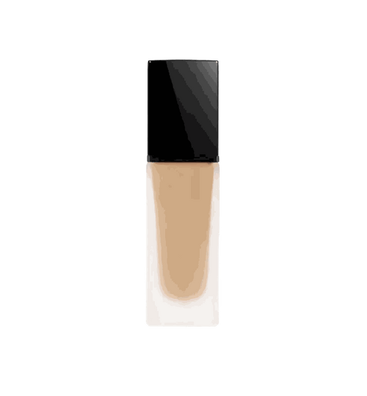 Enlighten Warm Velvet Matte Foundation bottle with golden beige shade for oily skin