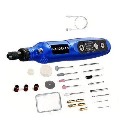 Compact five-speed electric nail drill with accessory kit for natural nail shaping and polishing
