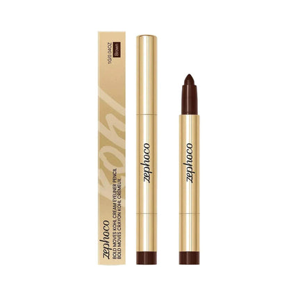 Ultra precise brown eyeliner pen in luxe waterproof gold tube with fine tip for all-day definition