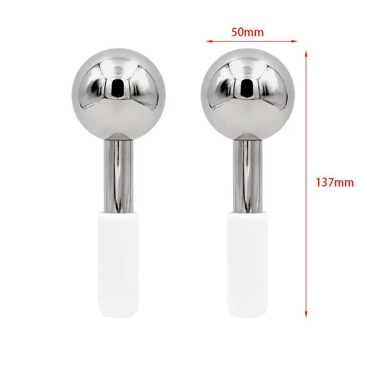 Gold-finished stainless steel ice facial massage roller for reducing puffiness and cooling skin