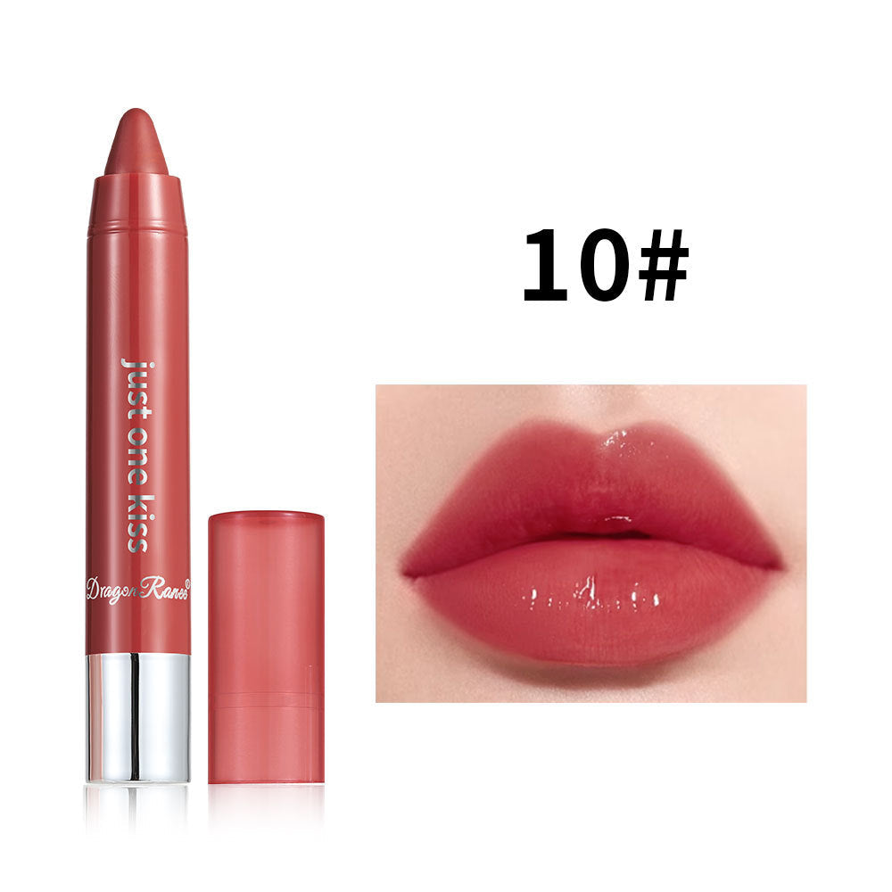 Solid Moist Lipstick Crayon in nude shade with satin finish and retractable tube for hydrating, portable lip color