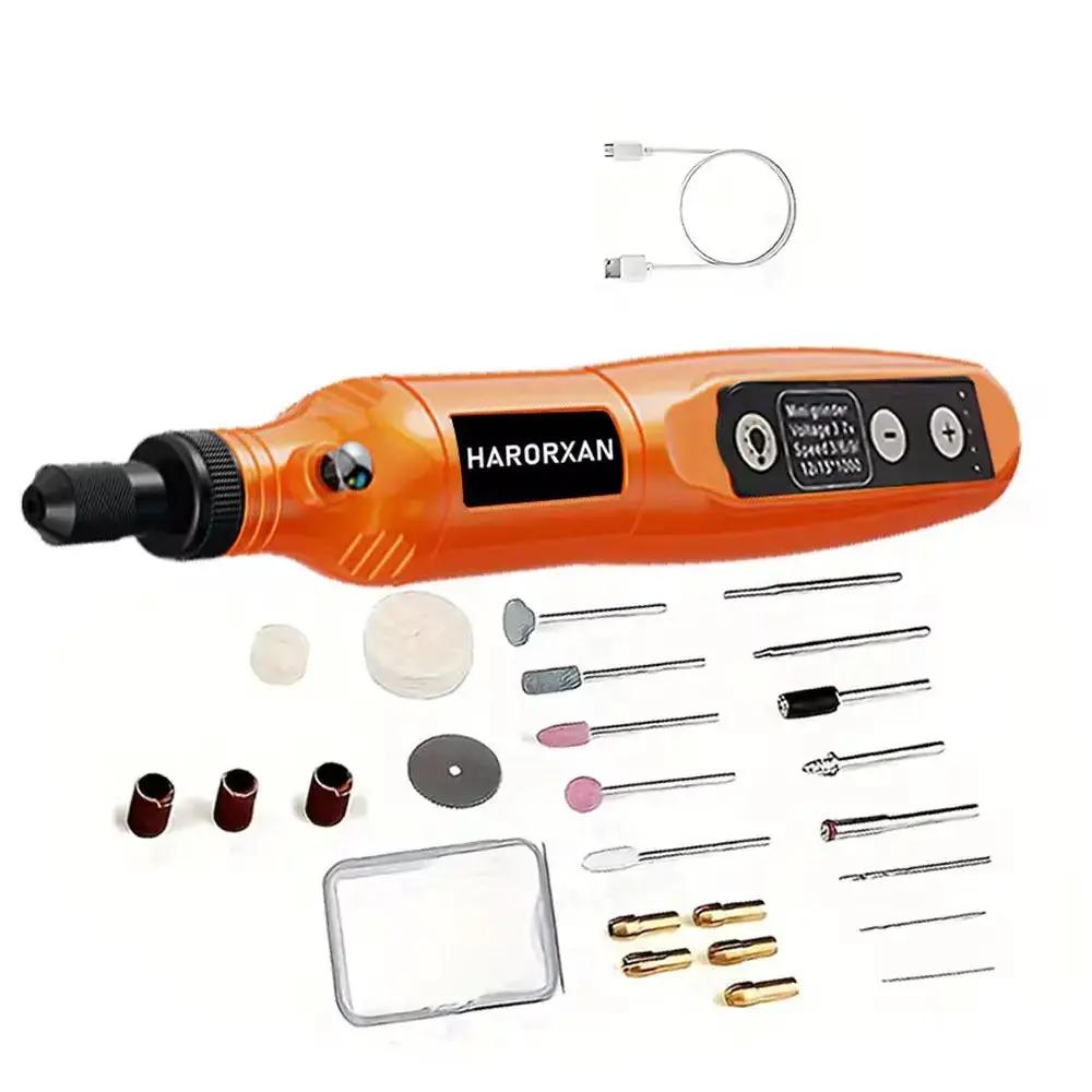 Palm-sized five-speed electric nail drill kit with ergonomic grip and accessory set for natural nails shaping and polishing