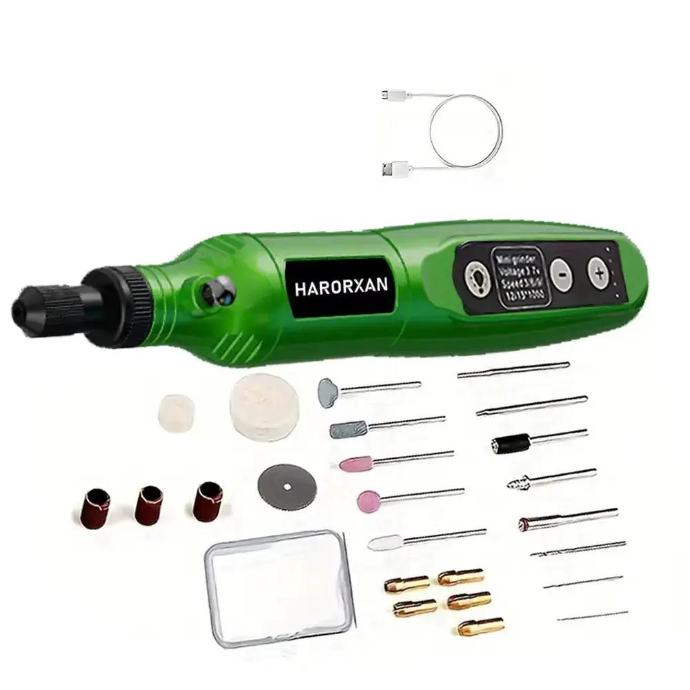Palm-sized five-speed electric nail drill kit with ergonomic grip and accessory kit for natural nail shaping and polishing