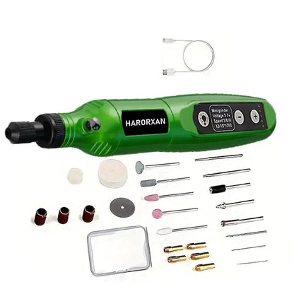 Palm-sized five-speed electric nail drill kit with ergonomic grip and accessory kit for natural nail shaping and polishing