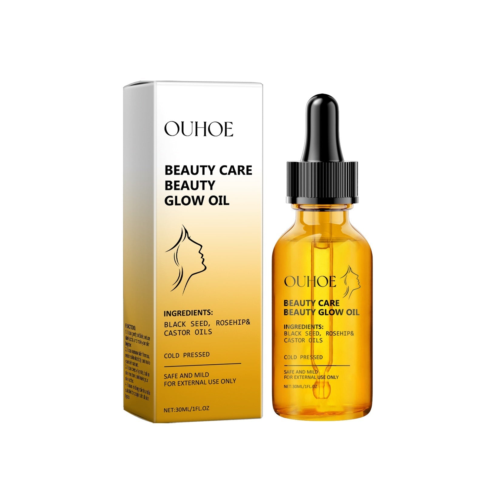 Dropshipman Beauty Care Oil 30ml bottle with black seed and rose hip oil for hydrating and nourishing all skin types