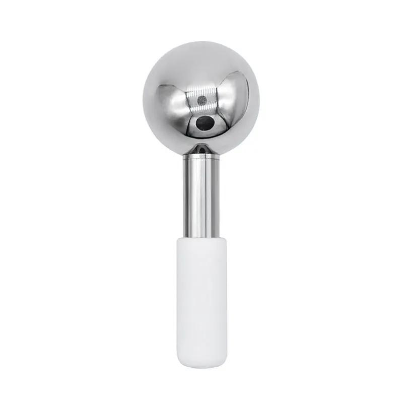 Gold-finished stainless steel Ice Facial Massage Roller for reducing facial puffiness and boosting circulation