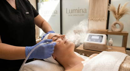 Lumina Skin Sanctuary vacuum suction and oxygen atomizer spray, 15-minute add-on for facial skin treatment.