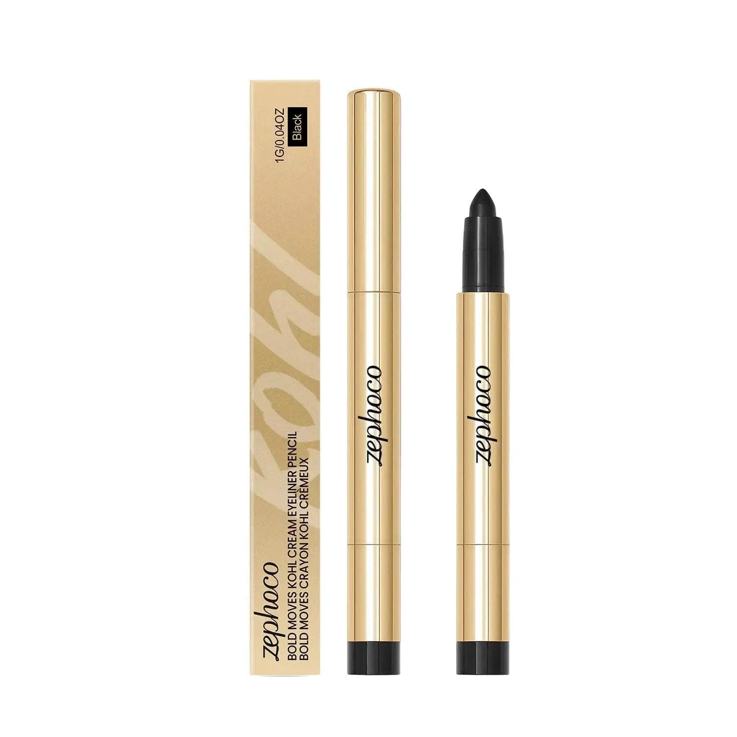 Ultra precise brown eyeliner pen in luxe gold tube with fine tip and waterproof matte finish