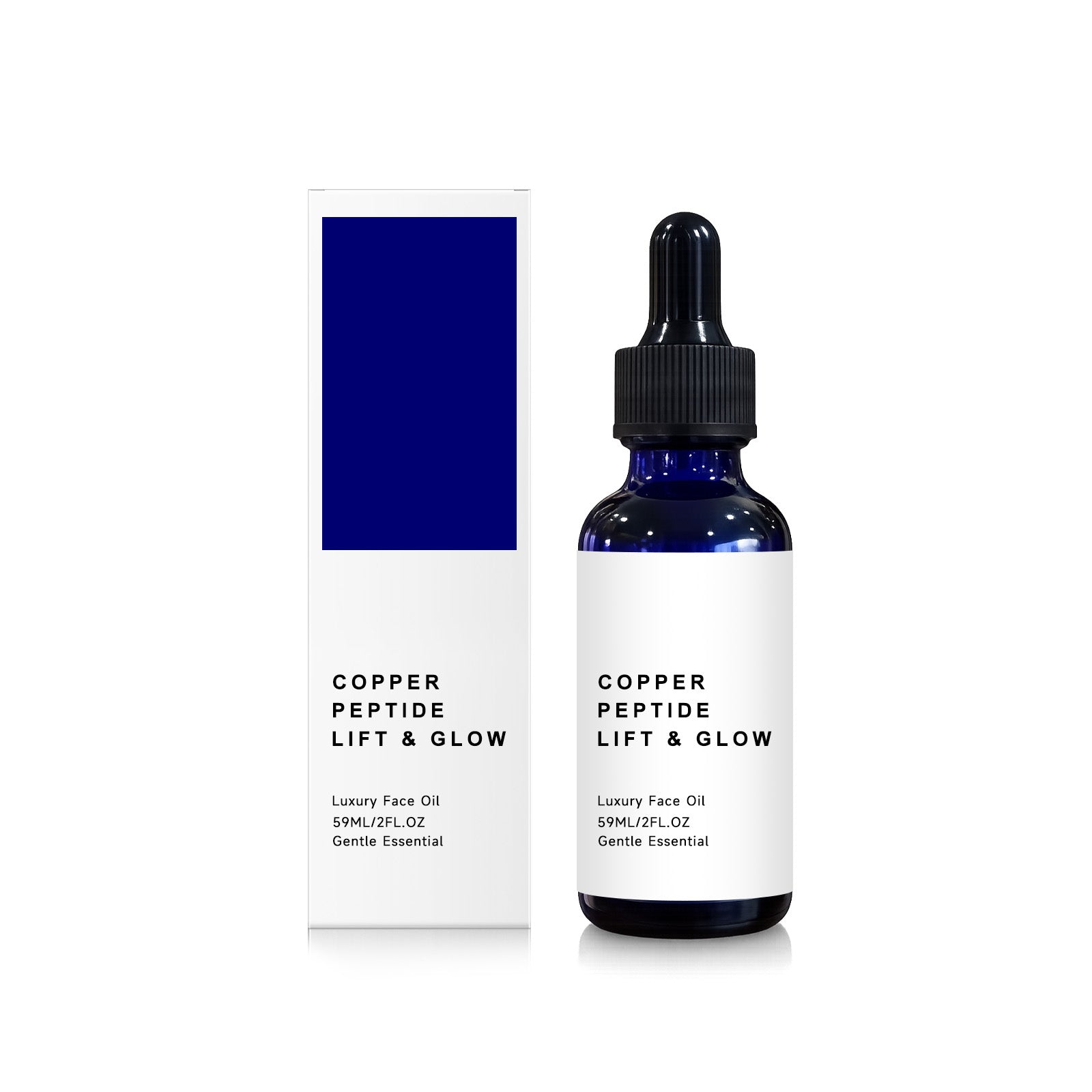 Lift Glow Luxury Face Oil bottle with copper tripeptide-1 and nourishing seed oils for radiant skin