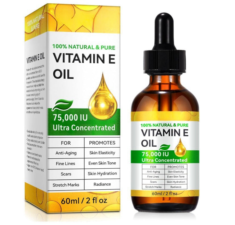 Household Cosmetics Skincare Vitamin E Oil 75000 IU 60ml bottle with dropper for radiant skin