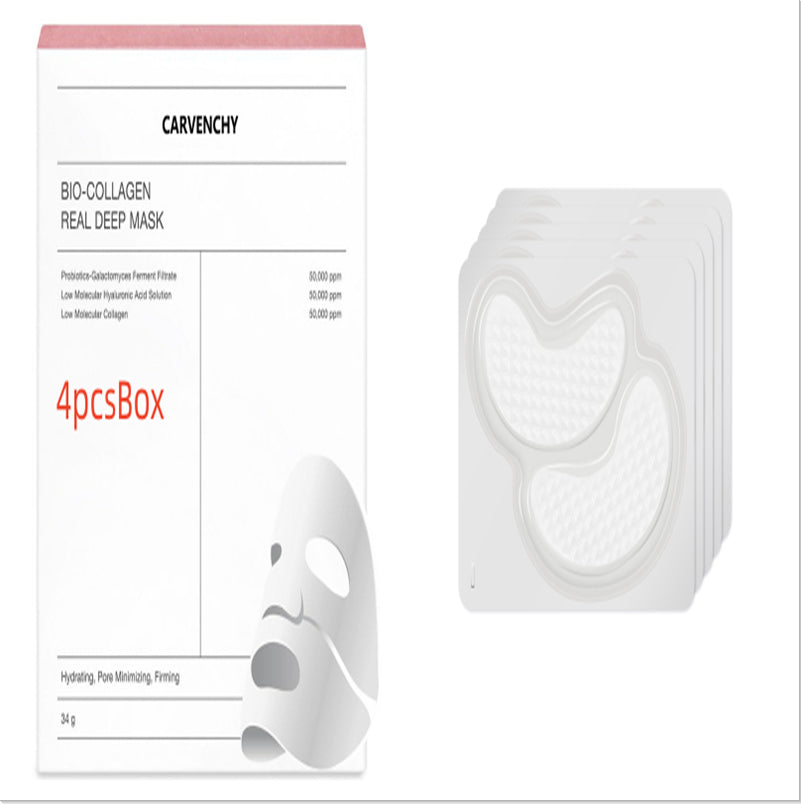 Deep Collagen Overnight Mask packaging and sheet mask for skin elasticity and hydration