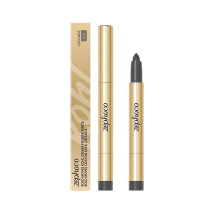 Ultra precise brown eyeliner pen in luxe gold tube with fine tip for all-day waterproof wear