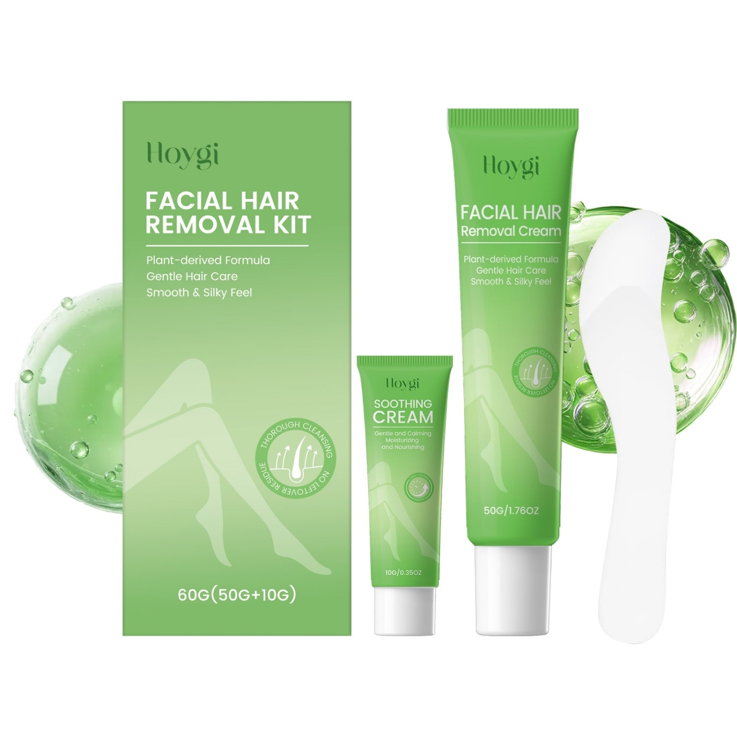 Facial Depilatory Cream Kit with two tubes for gentle hair removal and soothing aftercare on all skin types