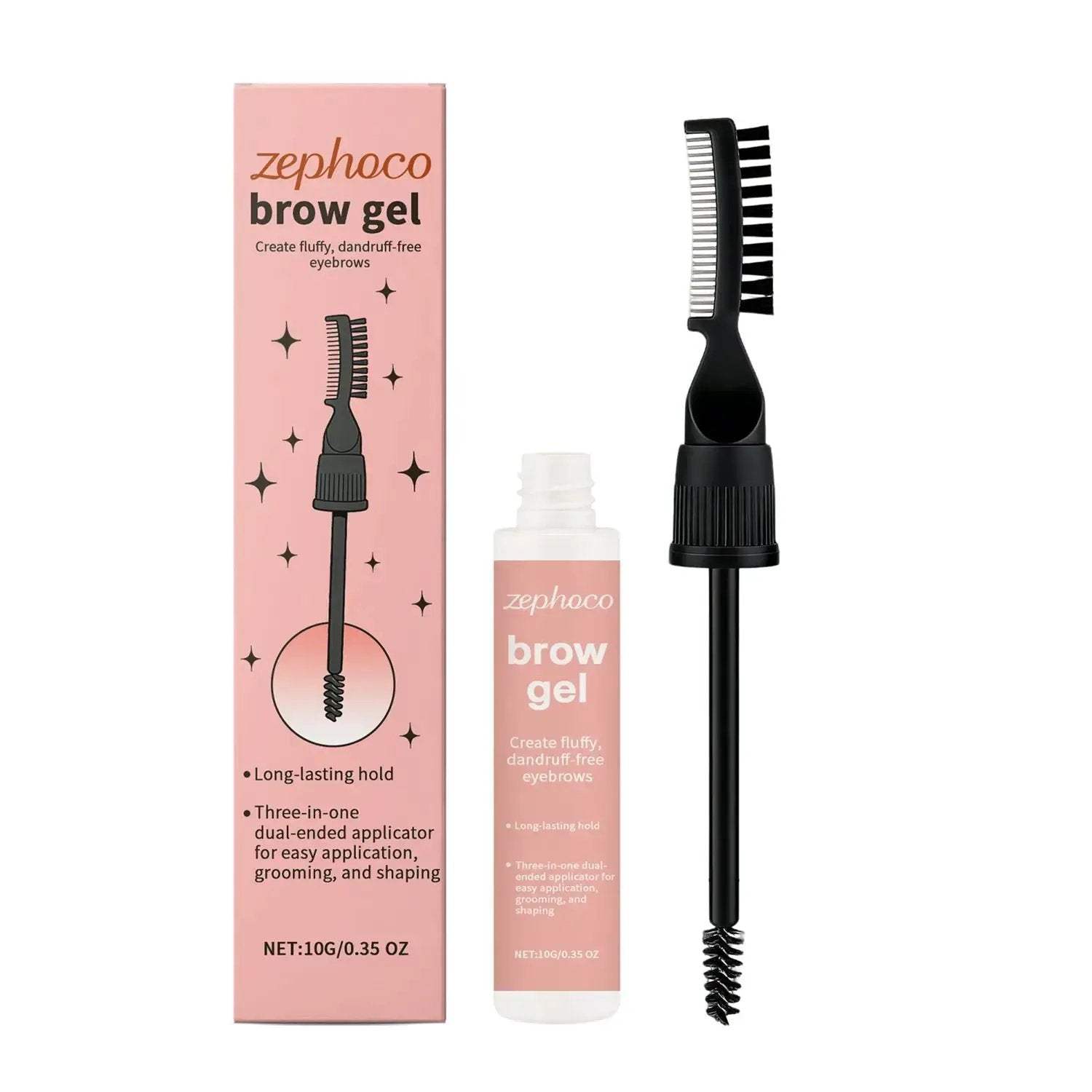 24-Hour Hold Brow Gel with dual-ended applicator for clear laminated brows