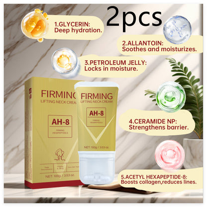 Neck Firming Cream with Acetyl Hexapeptide-8 roller for lifting sagging neck skin and reducing neck lines, 120g, suitable for all skin types