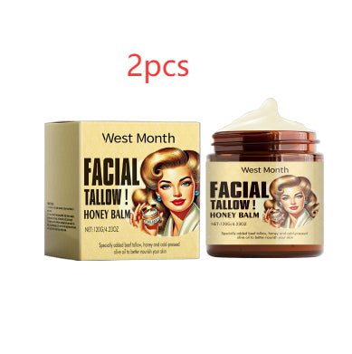 Facial Tallow Honey Balm jar with natural moisturizing ingredients for deep hydration and skin nourishment