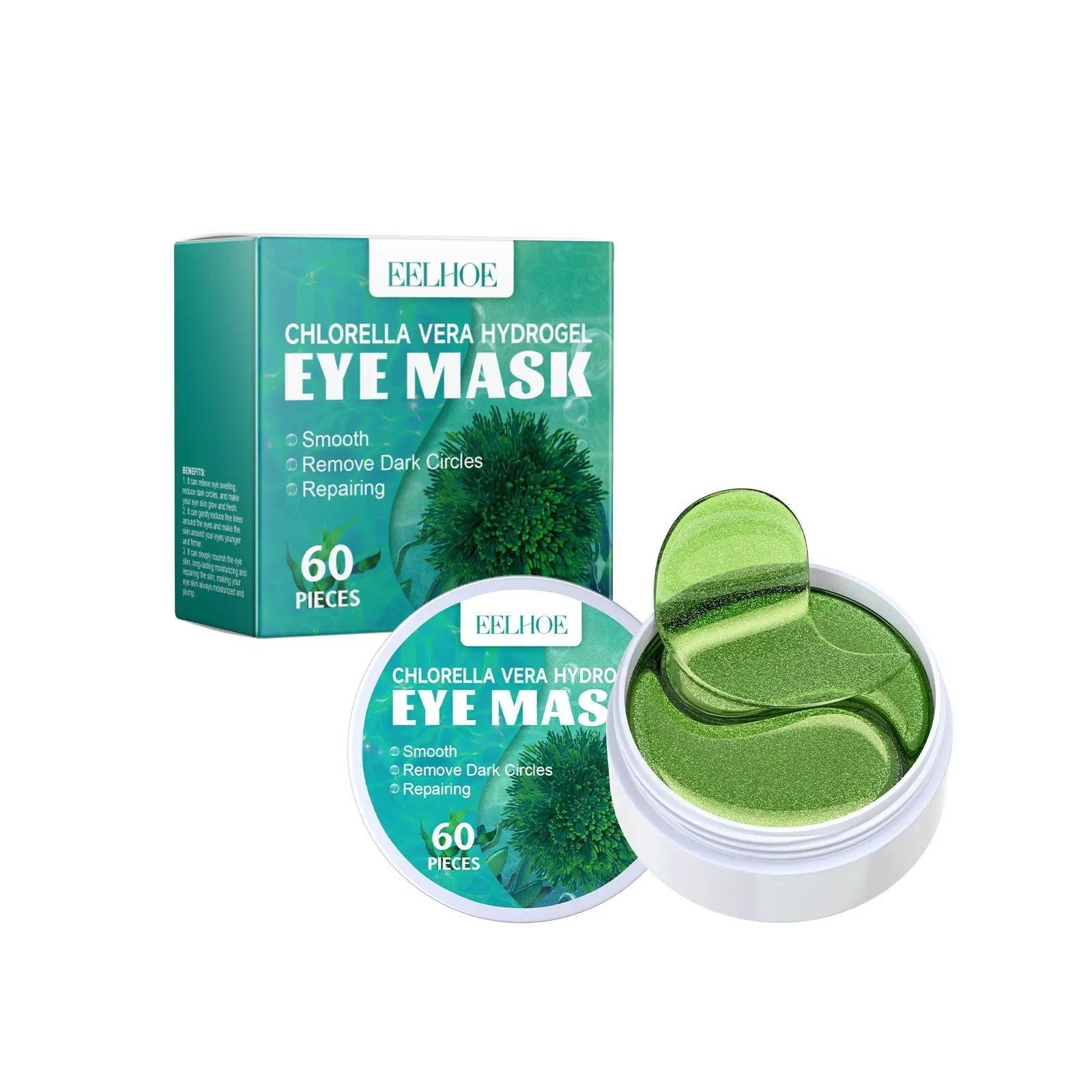 Seaweed Eye Mask hydrogel patches for under-eye hydration and revitalization, 60 pieces packaging