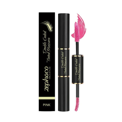 Zephoco Double-headed Color Mascara pink dual-ended tube with volume and length brushes for bold pigment and lash conditioning