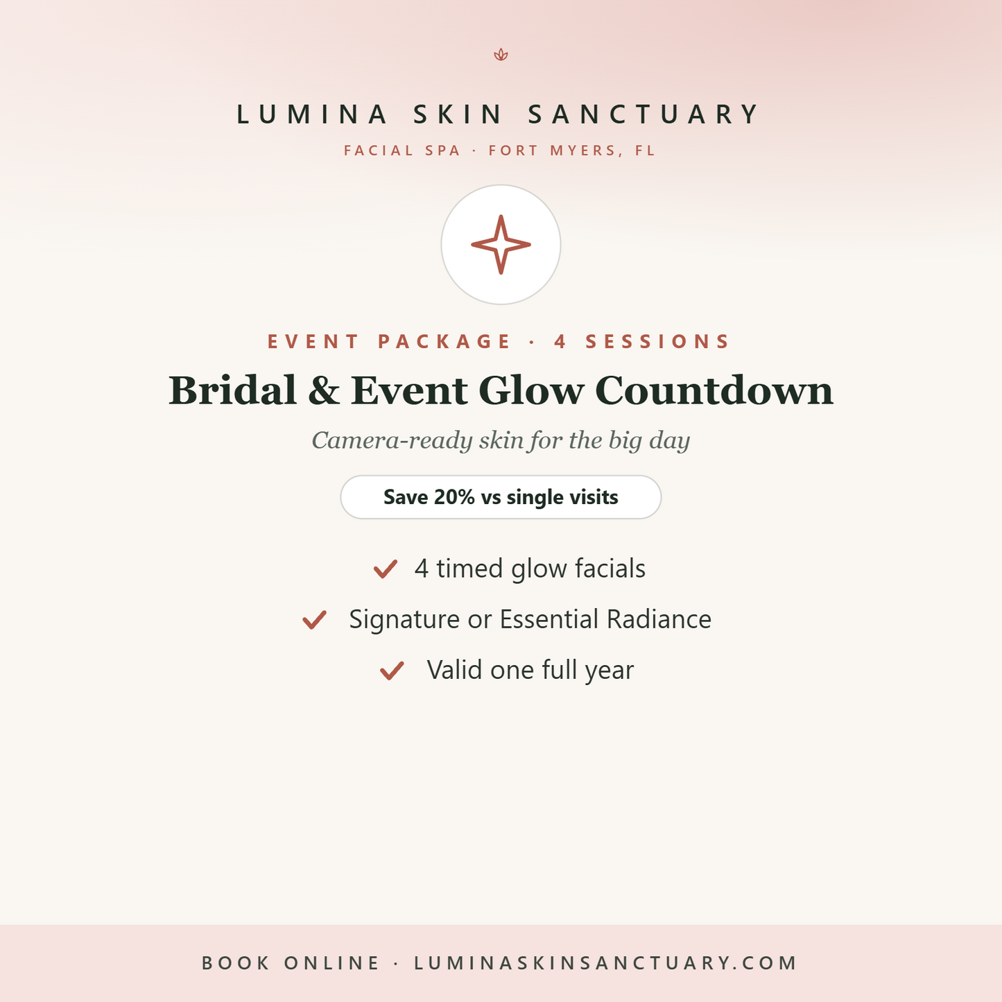 Bridal & Event Glow Countdown Package — 4 glow facials, Lumina Skin Sanctuary, Fort Myers FL