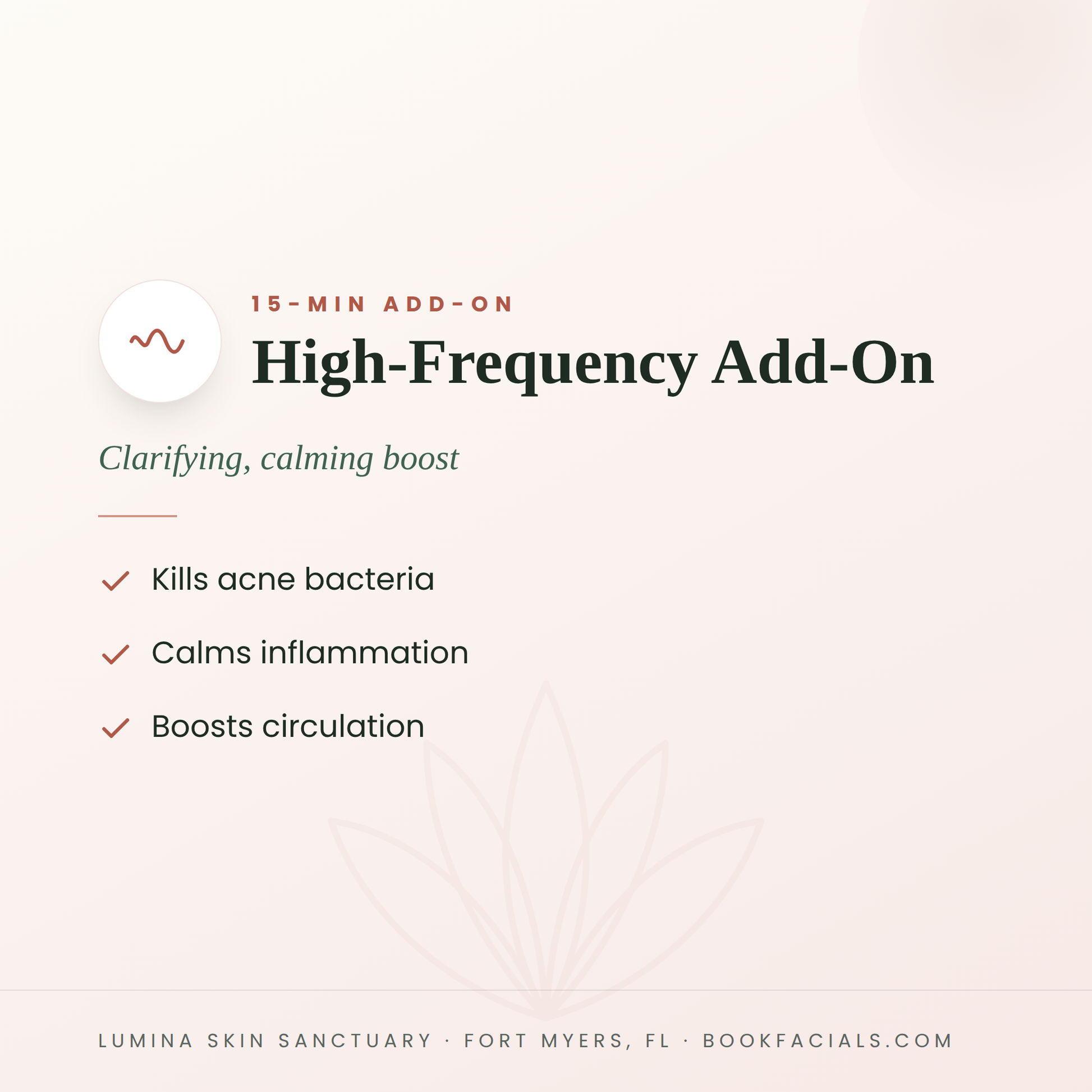 High-Frequency Add-On infographic — Lumina Skin Sanctuary, Fort Myers, FL