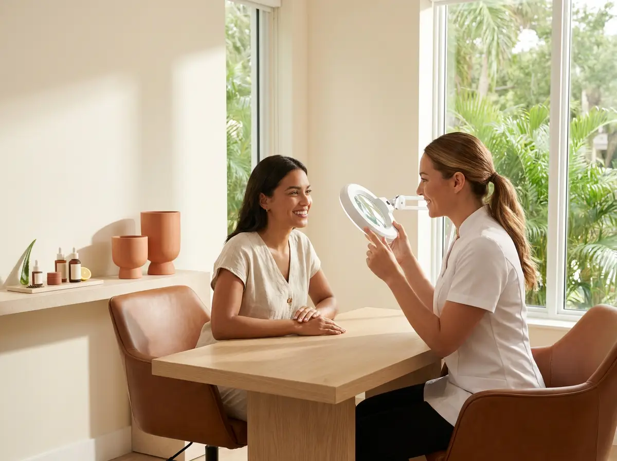 Lumina Skin Sanctuary Deep Renewal & Balance Manual Facial treatment being performed during skincare consultation.